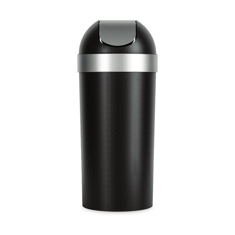 Umbra Black and Silver 16-Gallon Swing-Top Trash Can