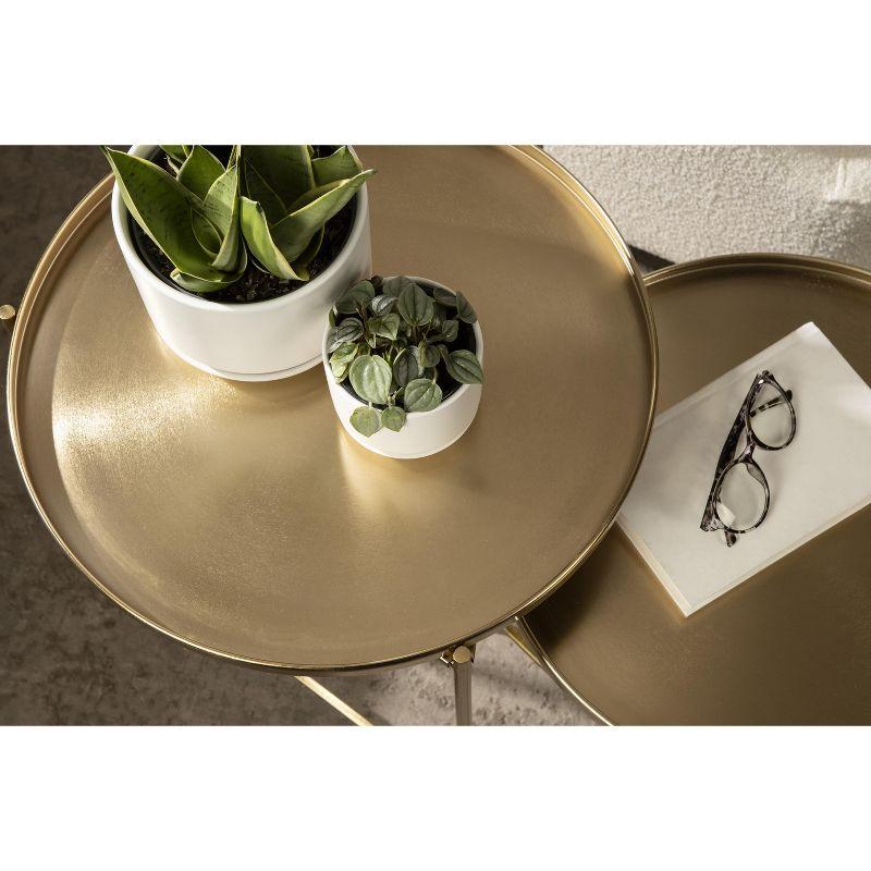 Kate and Laurel Ulani Round Metal Nesting Table, 2 Piece, Gold