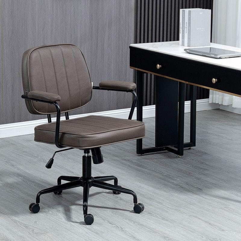 Vinsetto Home Office Chair, Microfiber Computer Desk Chair with Swivel Wheels, Adjustable Height, and Tilt Function