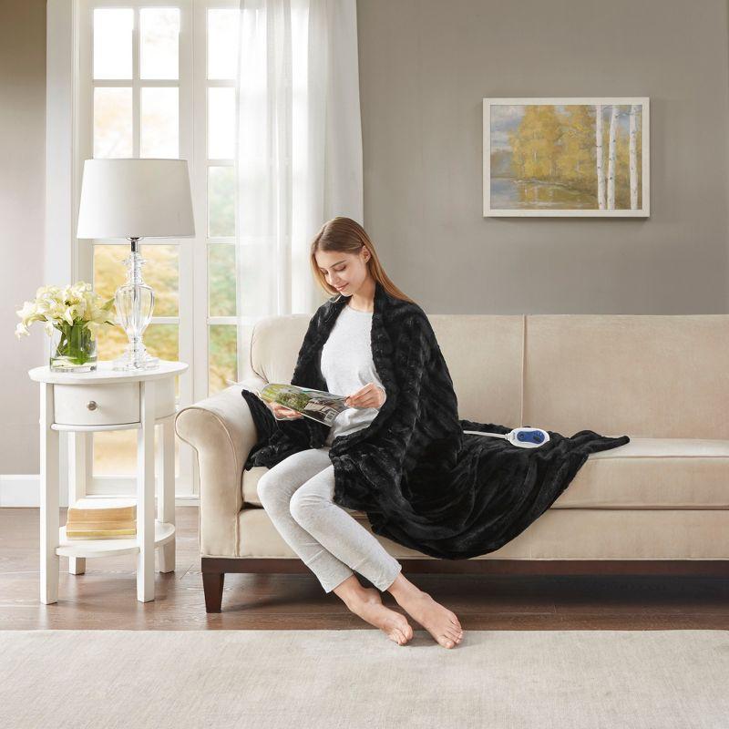 Beautyrest Heated Duke Faux Fur Throw