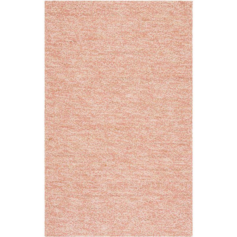 Handmade Pink and Natural Wool Area Rug 3' x 5'