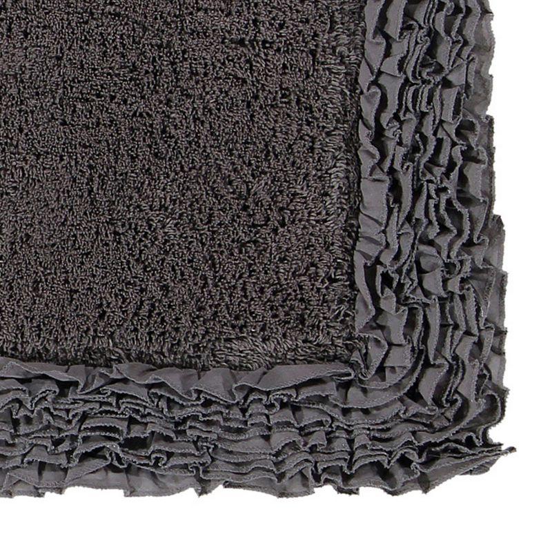 Better Trends Shaggy Boader 100% Cotton Tufted Non- Slip Backing Bath Rug 20" x 60" Runner - Gray