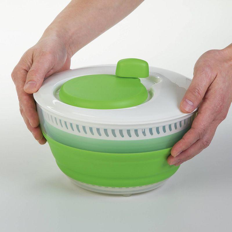Prepworks Collapsible 3qt Salad Spinner: Dishwasher-Safe, Nonslip Base, Adjustable Handle, Green Lettuce Spinner