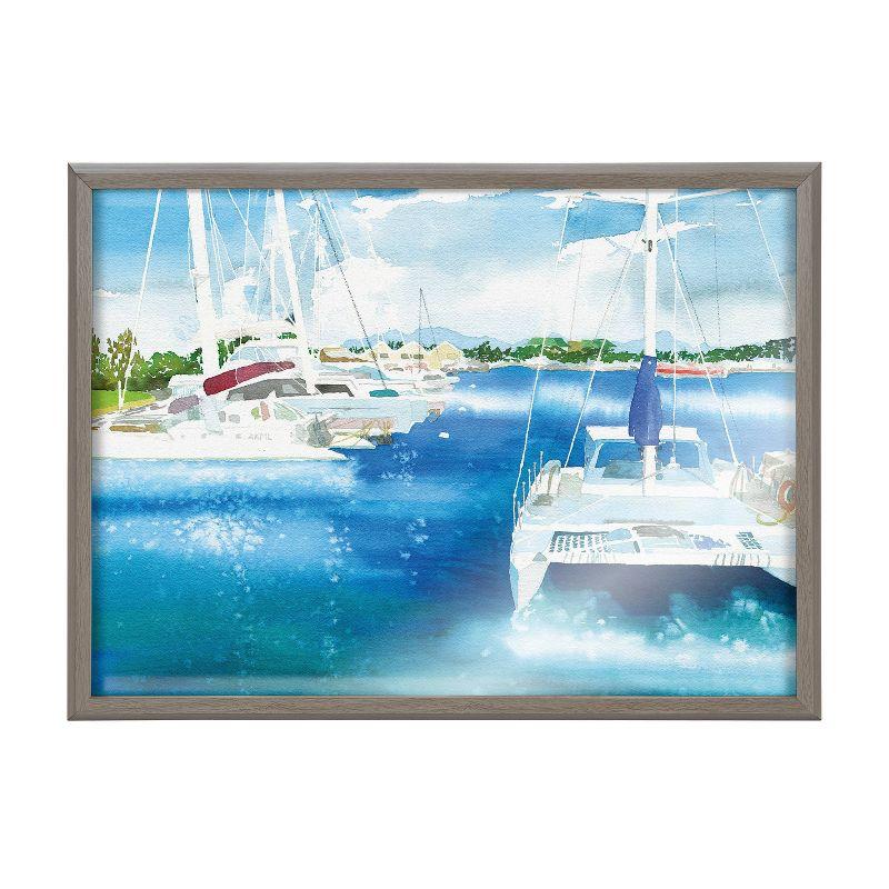 18" x 24" Blake Summer is for Sailing by Janet Meinke-Lau Framed Printed Glass Gray - Kate & Laurel All Things Decor