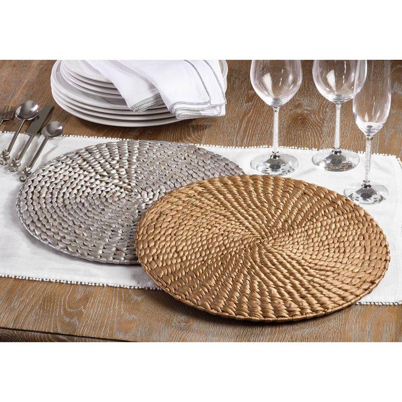 Silver Hand Woven Water Hyacinth Round Placemats, Set of 4