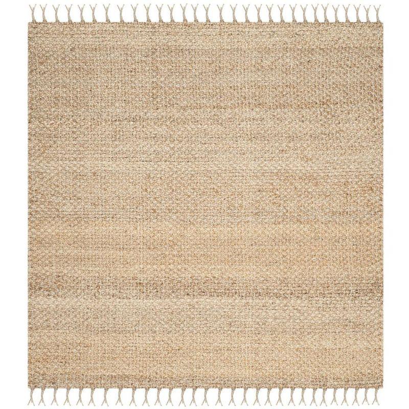 Beige Handmade Tufted Jute Square Area Rug