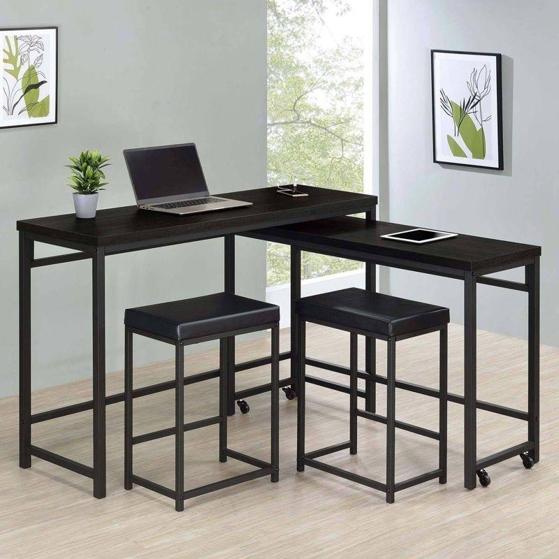 Coaster Hawes 4pc Transitional Multipurpose Wood Counter Height Dining Set Black/Dark Chocolate