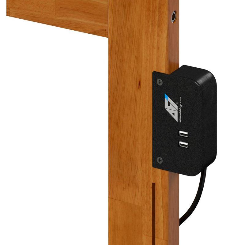 AFI Furnishings Mission Full Solid Wood Headboard with Attachable Charger in Light Toffee