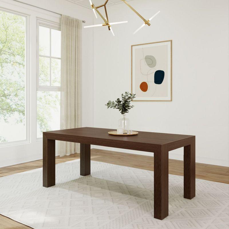 Plank+Beam 72" Modern Dining Table for 6, Solid Wood Rectangular Dining Table for Kitchen/Dining Room, Walnut Wirebrush