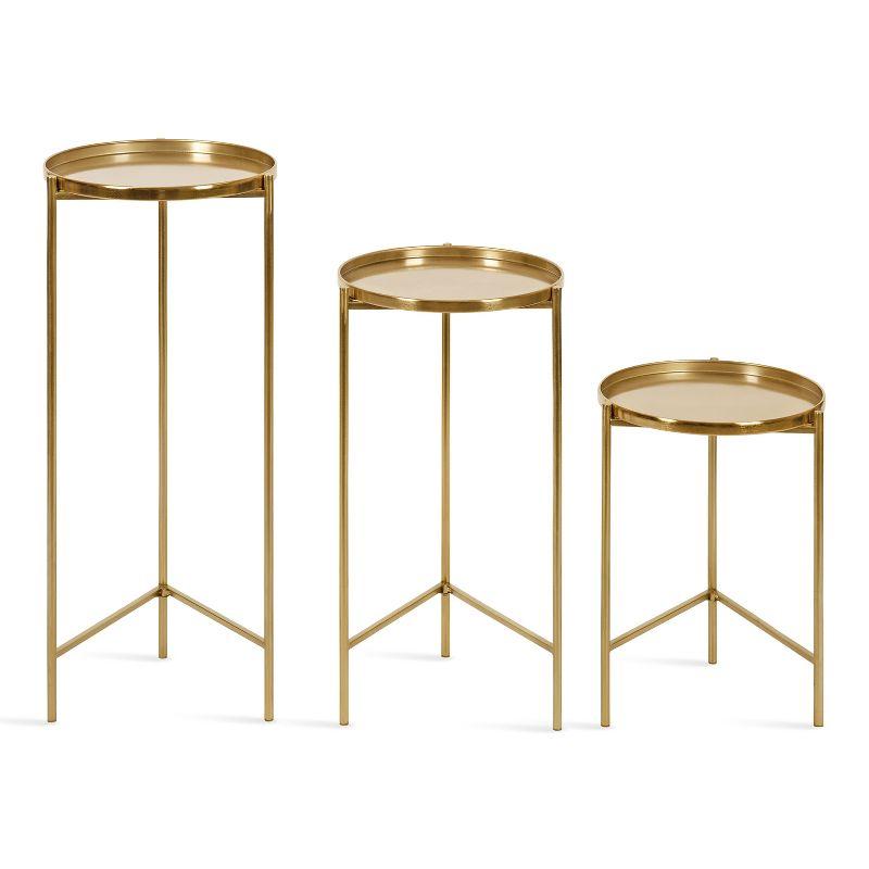 Ulani Gold Round Metal Nesting Accent Table Set