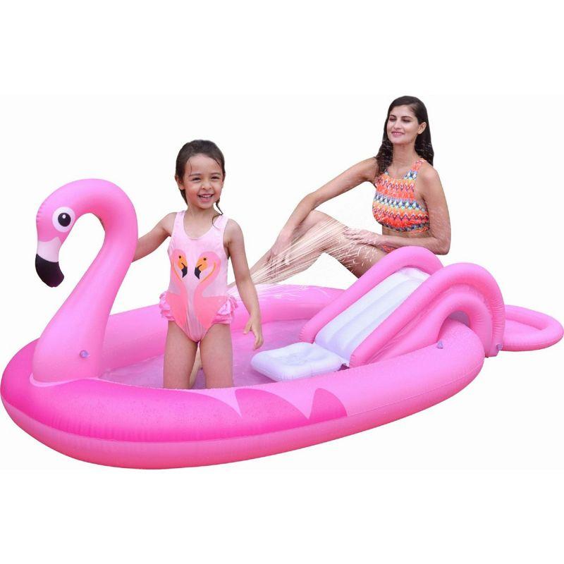 Pool Central 83" Inflatable Pink Flamingo Kiddie Pool with Sprayer