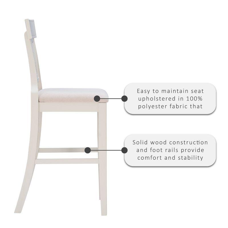 Rylan Handwoven Back Barstool White - Linon: Upholstered, Rubberwood Legs, Mid-Century Modern, Fixed Height