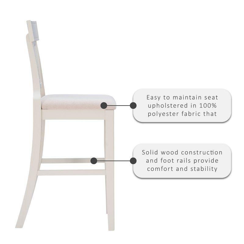 Rylan 30" Solid Wood Coastal Barstool with Hand-Woven Rattan Back, White Wash and Beige