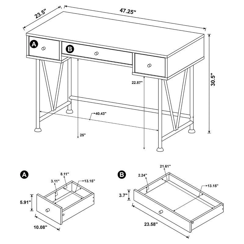 Analiese 3 Drawer Writing Desk Antique Nutmeg - Coaster: Laminated Surface, Metal Hardware, CARB Certified