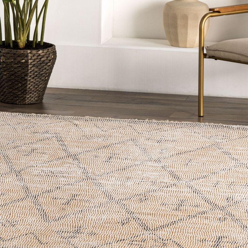 Nuloom Chantal Geometric 5x8 Wool Indoor Area Rug for Living Room Bedroom Dining Room Kitchen, Beige/Ivory