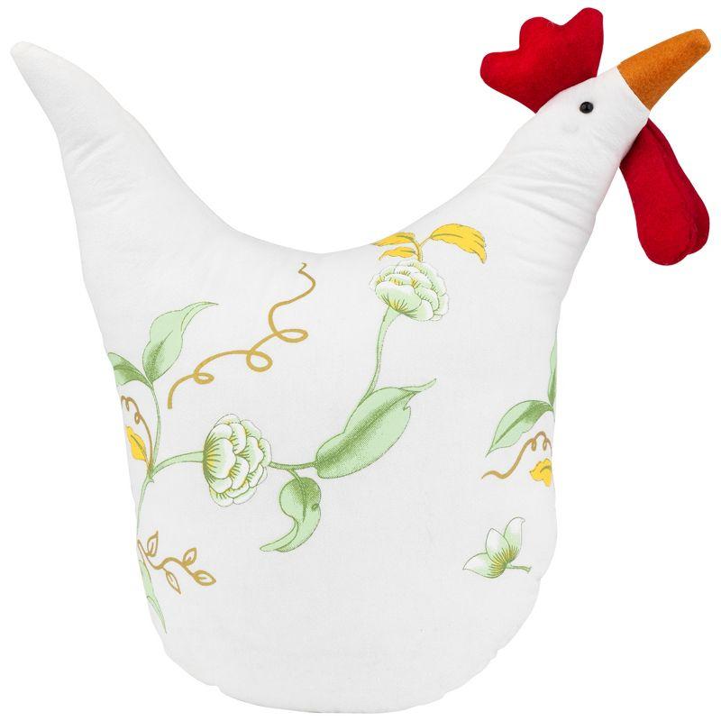 Northlight 12" White, Soft Green, and Yellow Floral Rooster Chicken Spring Decoration