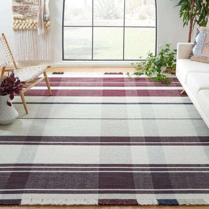 Ivory Stripe Kilim 9' x 12' Hand Woven Wool Area Rug