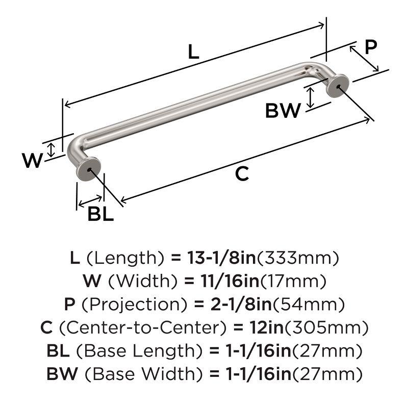 12 inch Polished Nickel Modern Appliance Pull with Mounting Hardware