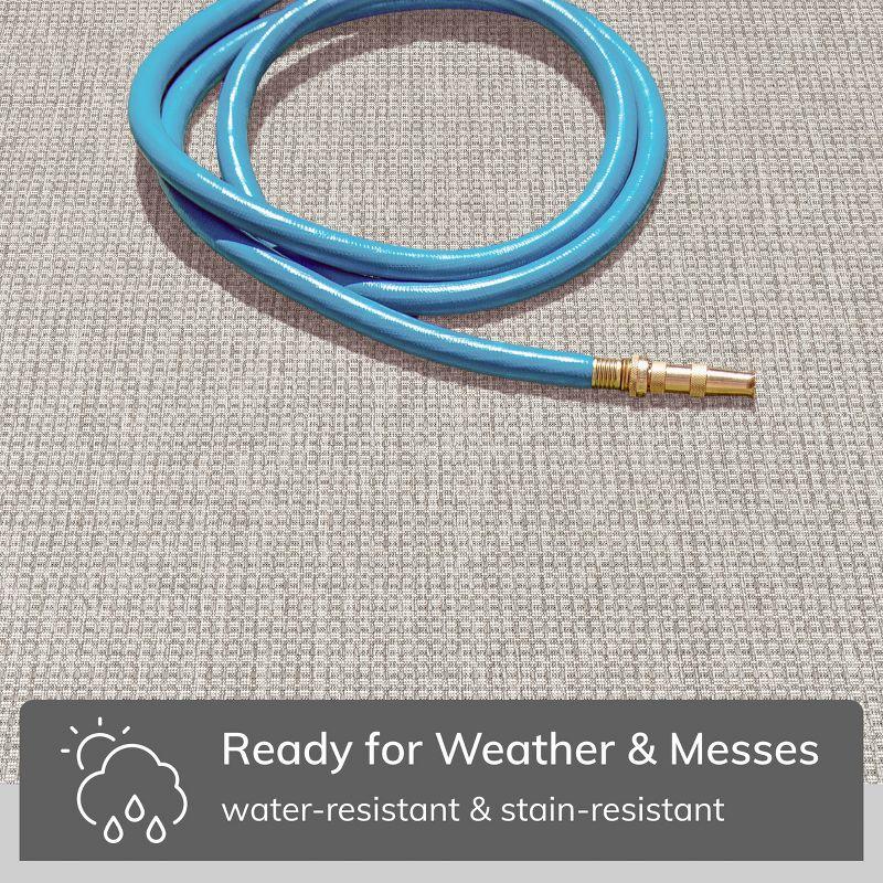 Medusa Clesha Solid Striped Border Indoor Outdoor Gray Ivory Flatweave Rug