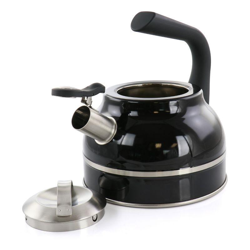 Kenmore Elite 2.3 Quart Black Stainless Steel Whistling Tea Kettle