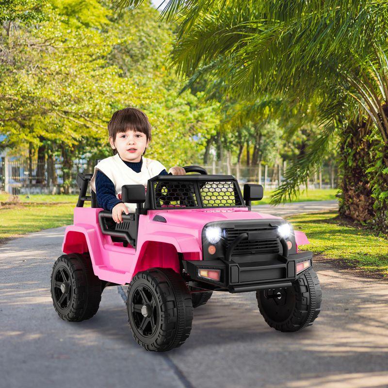 Costway 12V Kids Ride On Car Electric Vehicle Jeep with Parental Remote Music Horn Headlights Slow Start Function Pink