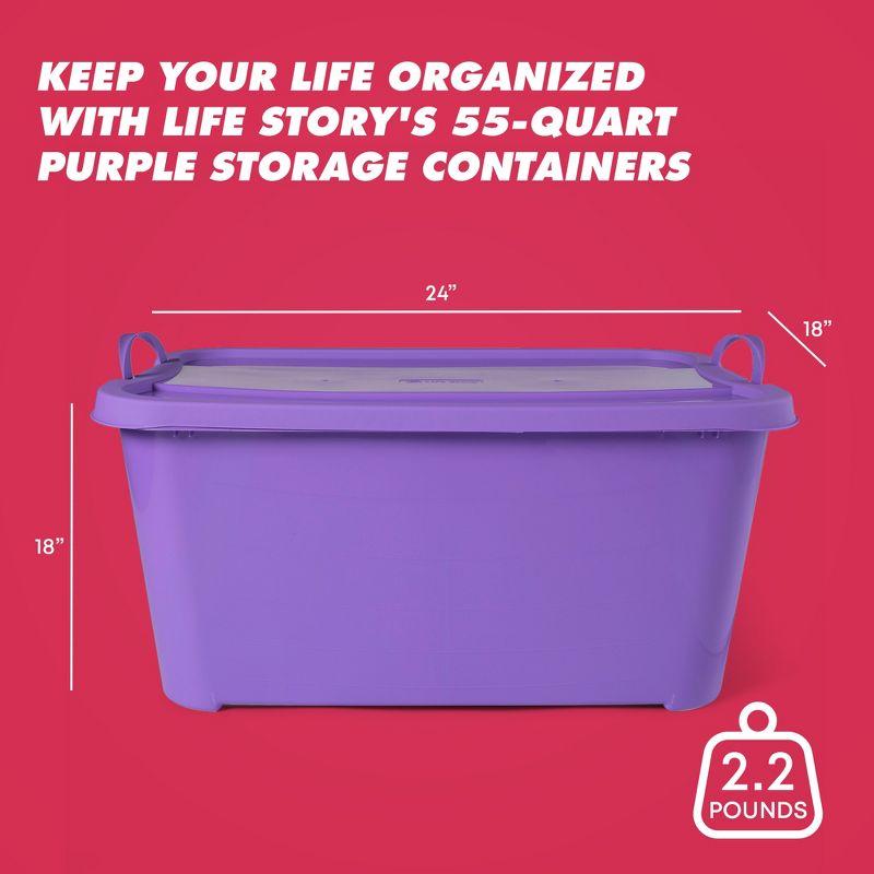 Life Story Multi-Purpose 55 Quart Stackable Storage Container with Secure Snapping Lids for Home Organization