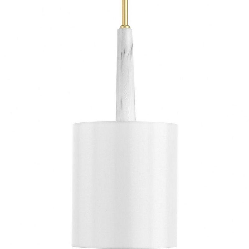 Palacio Mini Drum Pendant Light in Vintage Gold with White Silk Shade