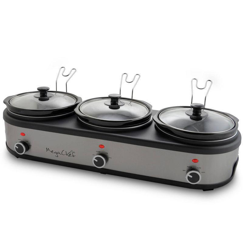 Mega Chef Mega Chef 2.5 Qt. Triple Slow Cooker and Buffet Server