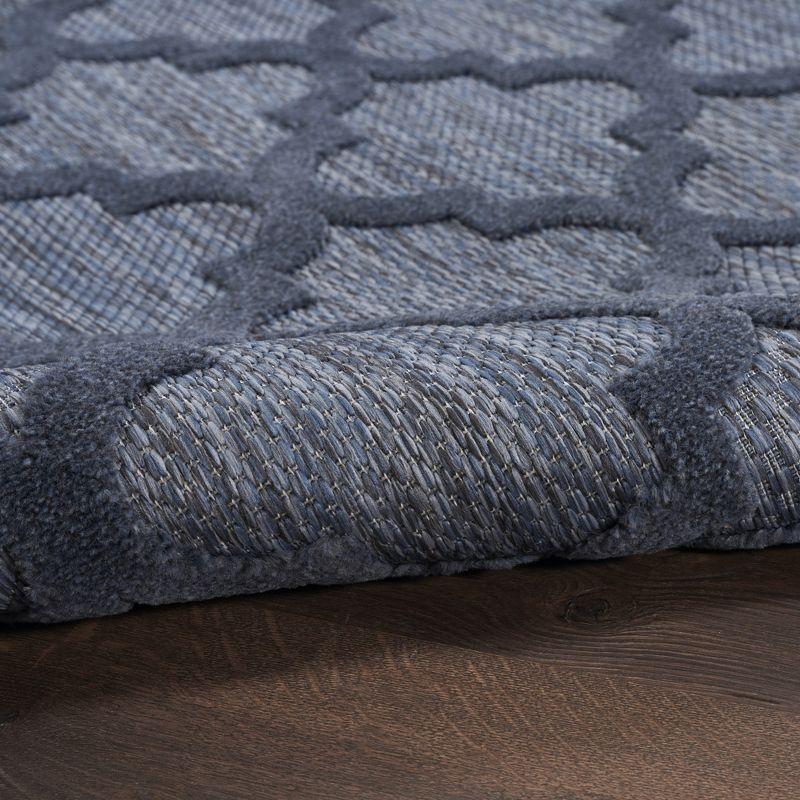 Nourison Easy Care Trellis Flatweave Indoor Outdoor Area Rug 5' x 7' Navy Blue