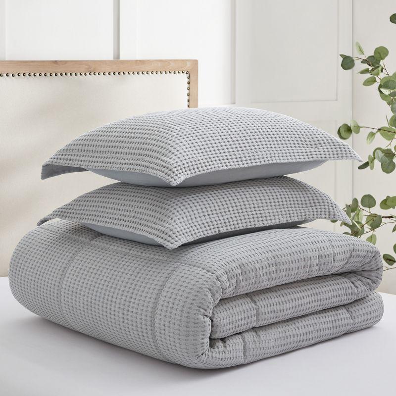 Mills Waffle Grey Pewter Full/Queen Comforter Set - Levtex Home