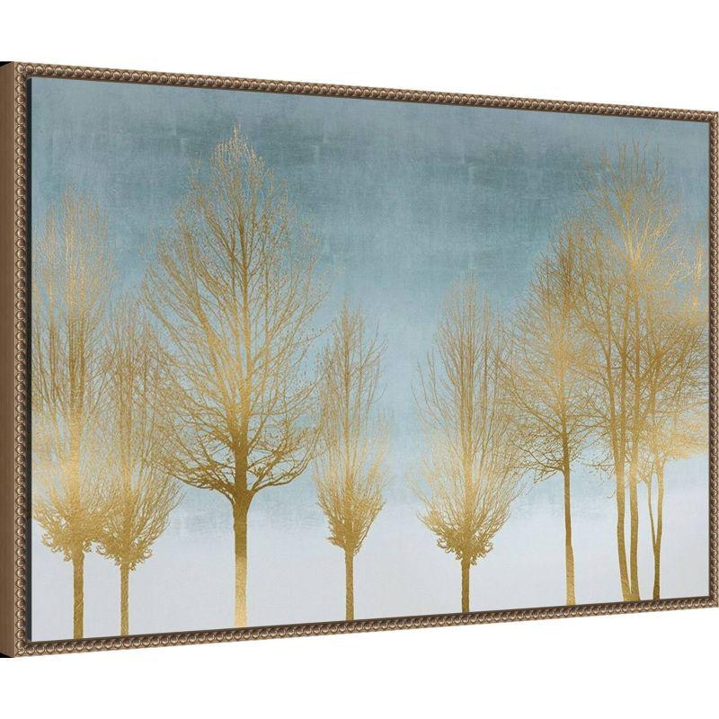 Amanti Art 33"x23" Gold Forest on Aqua by Kate Bennett: Modern Style, Landscape & Botanical Scene