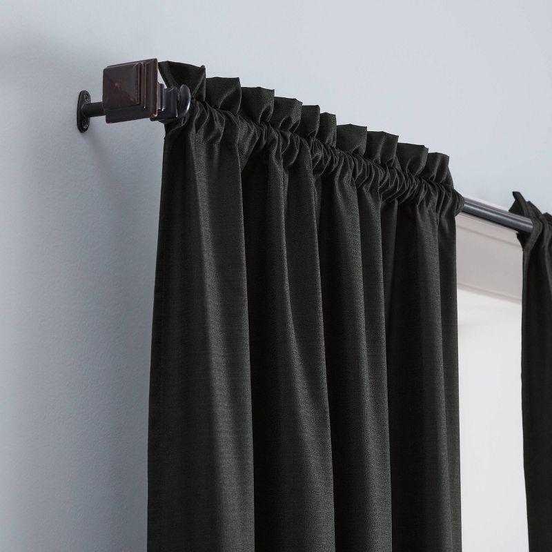 Blackout Black Polyester Rod Pocket Window Curtain Panel