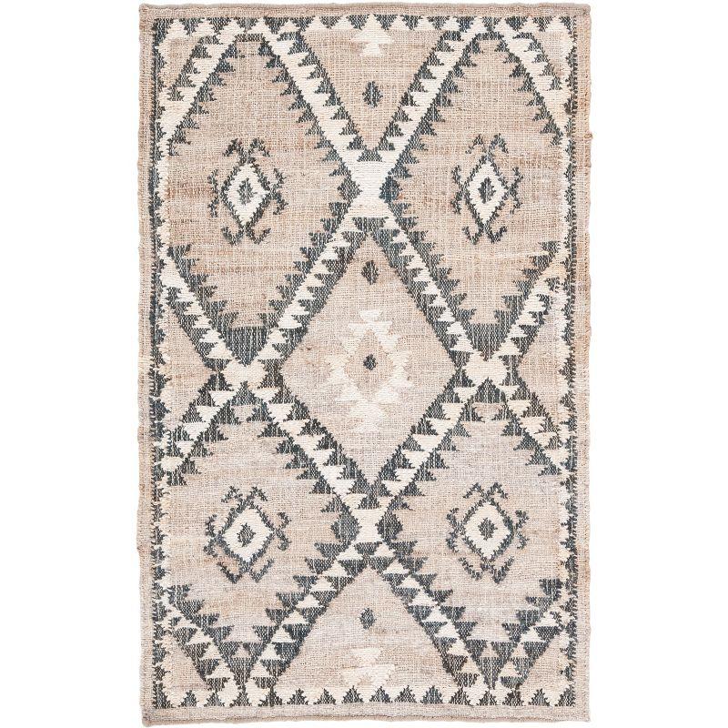 Handmade Gray Flat Woven Square Cotton Area Rug