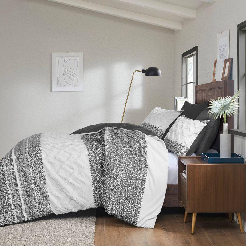 INK+IVY Mila Cotton Duvet Cover Set with Chenille Tufting