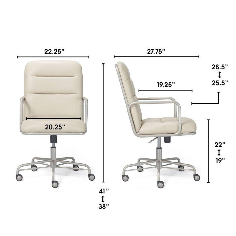 Ivory White Executive Leather Swivel Chair with Metal Frame