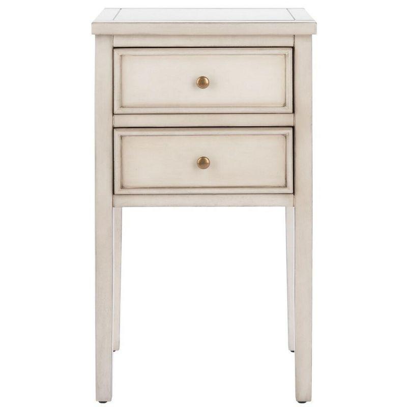 Toby Accent Table With Storage Drawers - AMH6625D - White Birch - Safavieh Couture