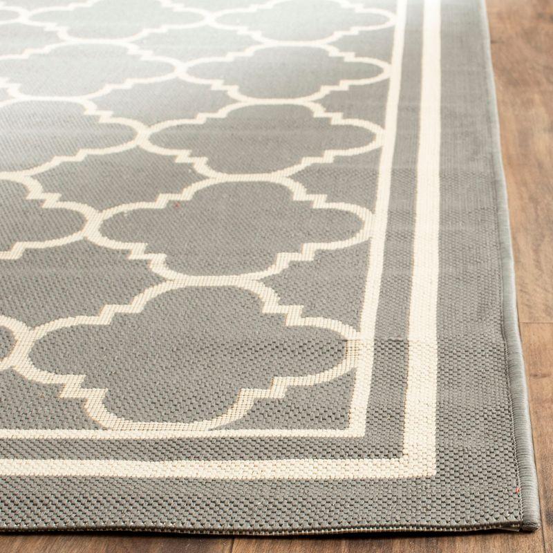 Gray and Beige Rectangular Synthetic Outdoor Area Rug