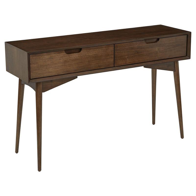 OSP Home Furnishings Copenhagen Console Table Walnut: 47.75" Wide, 2 Drawers, Wood Frame & Surface