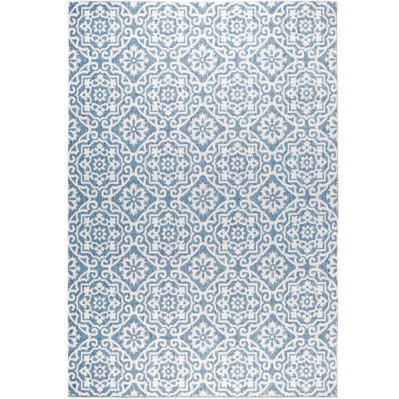 Nicole Miller New York Patio Country Danica Geometric Indoor/Outdoor Area Rug, Blue/Gray