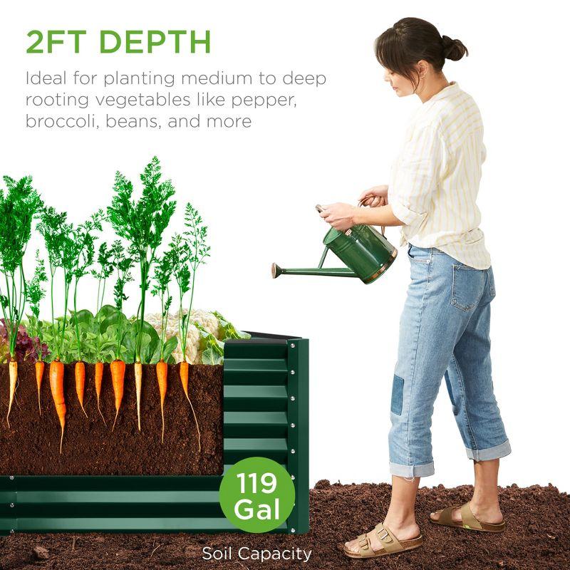 Best Choice Products 4x2x2ft Outdoor Metal Raised Garden Bed, Planter Box for Vegetables, Flowers, Herbs - Dark Green