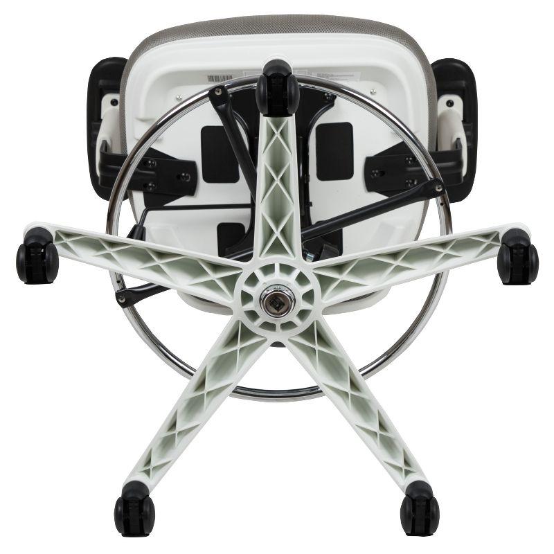 ErgoFlex Light Gray Mesh Drafting Chair with White Frame and Chrome Accents