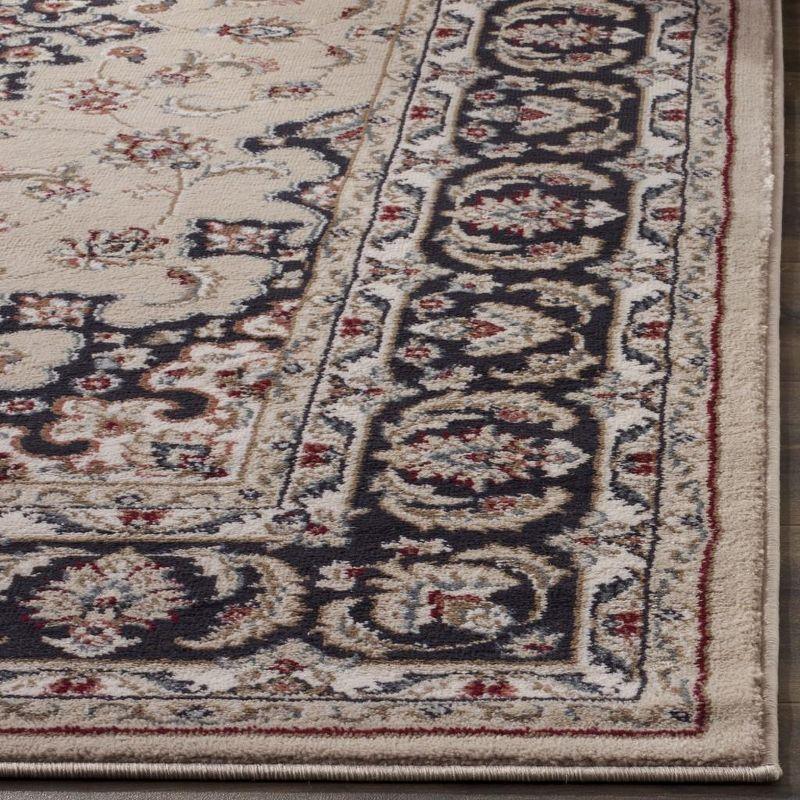 Traditional Gray and Cream Floral Border Area Rug