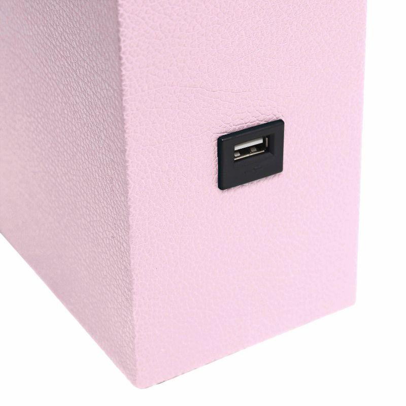 Elegant Designs 21" Modern Leather Wrapped Table Lamp with USB Port and Feit LED (Includes LED Light Bulb) Light Pink
