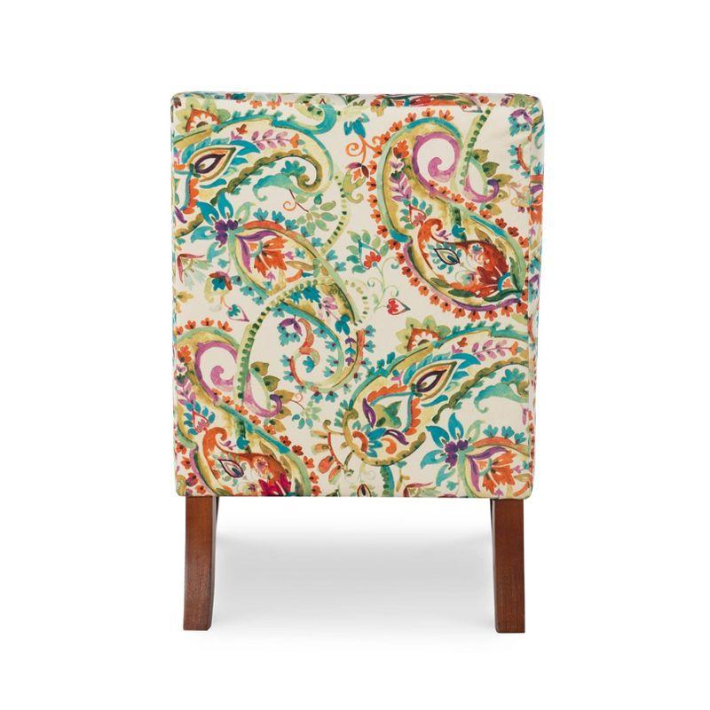 Julie Modern Curved Back Slipper Accent Chair Red - Linon: Paisley Print, Cottage-Chic, Tapered Wooden Legs