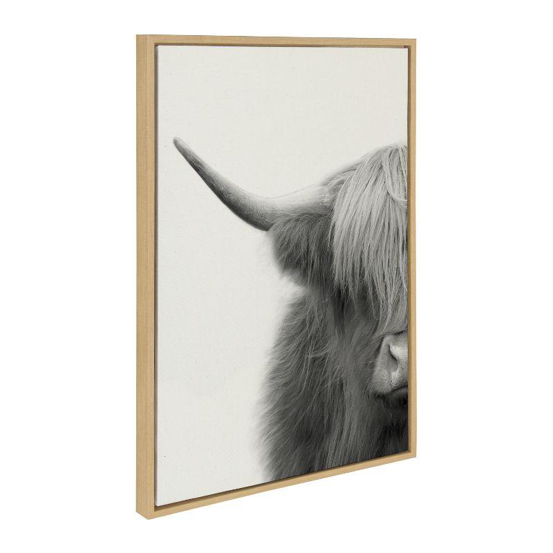 Kate and Laurel Sylvie Hey Dude Highland Cow Crop Framed Canvas by The Creative Bunch Studio