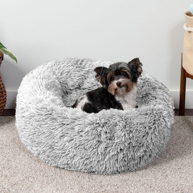 Calming Cuddler Long Fur Donut Bed