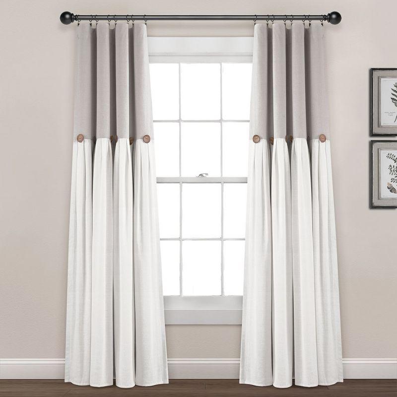 Lush Decor Linen Button Cotton Blend Blackout Curtain Single Panel