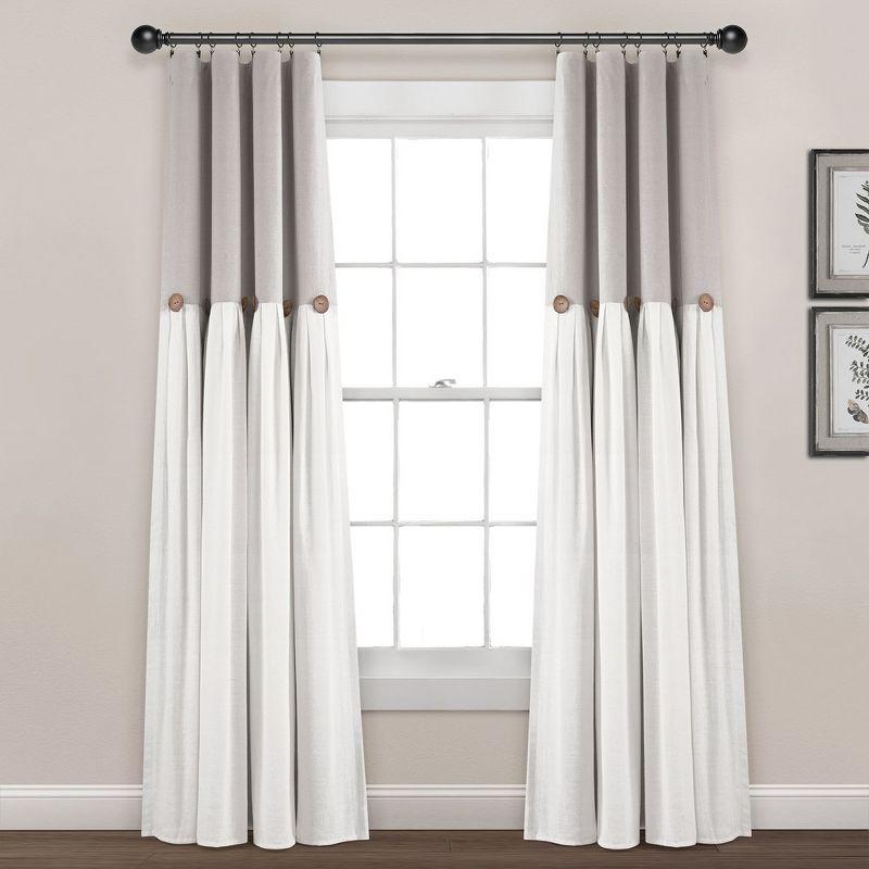 Linen Button Cotton Blend Blackout Curtain Panel