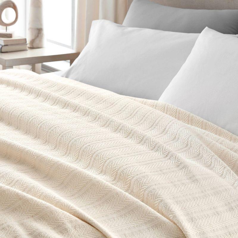 Vellux 100% Cotton Blanket - Soft, Breathable, Cozy & Lightweight Thermal Blanket  All-Season Blanket Perfect for Layering Bed, Couch & Sofa - Hotel Quality