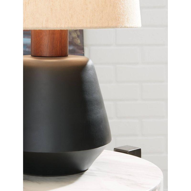 Ancel Metal Table Lamp Black/Brown - Signature Design by Ashley: Modern Accent Lamp, UL Listed, Drum Shade